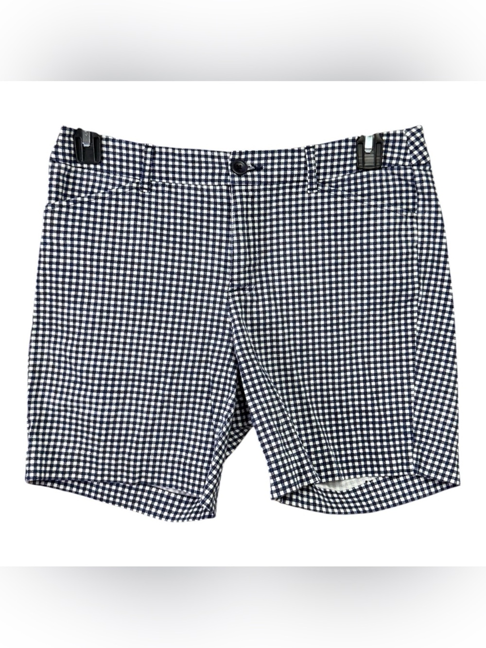St. John's Bay Navy & White Gingham Flat-Front Bermuda shorts size 12